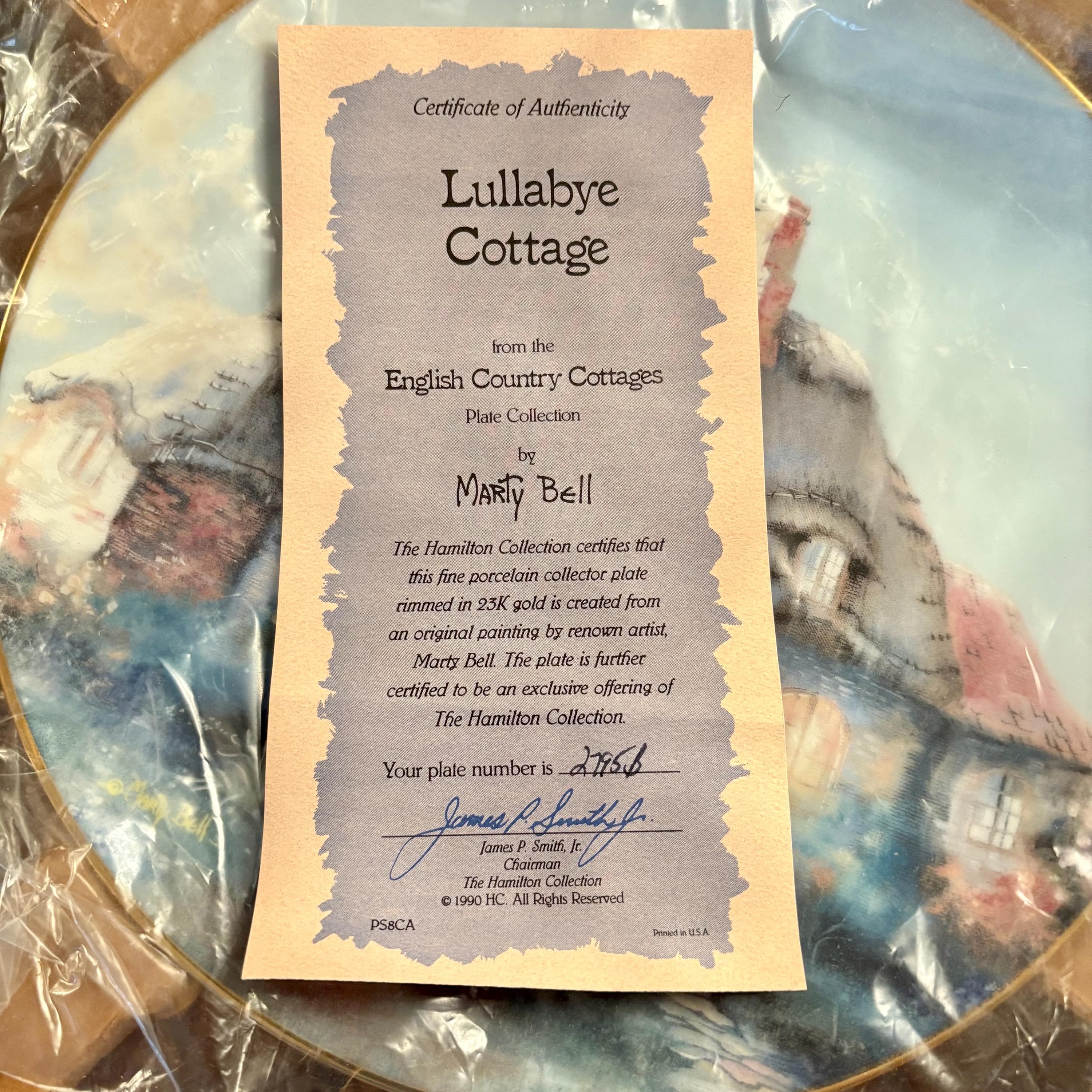 Marty Bell's "Lullabye Cottage" Hand Numbered, Trimmed in Gold from 1991- Boy Nursery Decor - Thumbnail 4