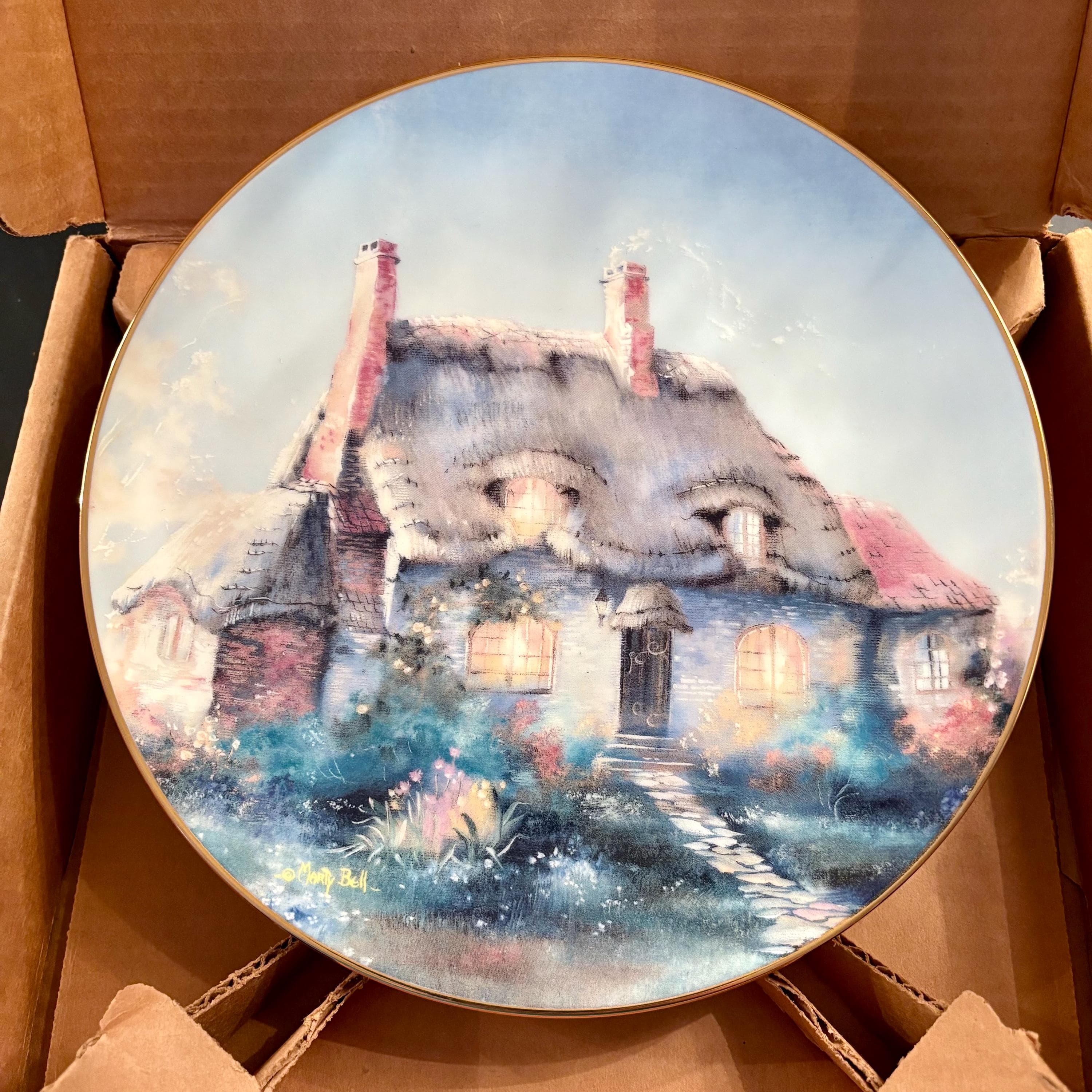 Marty Bell's "Lullabye Cottage" Hand Numbered, Trimmed in Gold from 1991- Boy Nursery Decor - Thumbnail 2