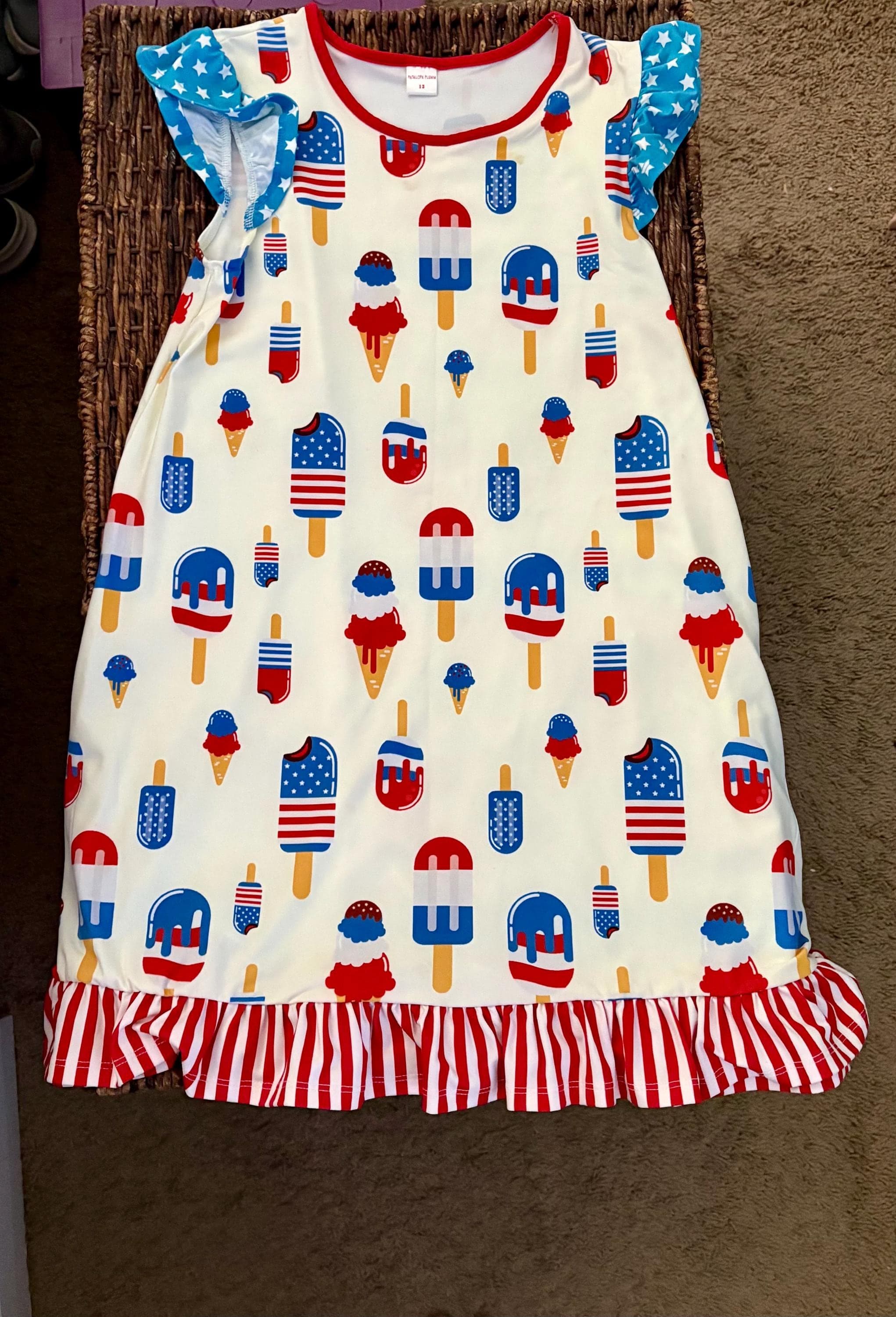 4th of July Penelope Plumm Patriotic Ruffle Dress - Thumbnail 3