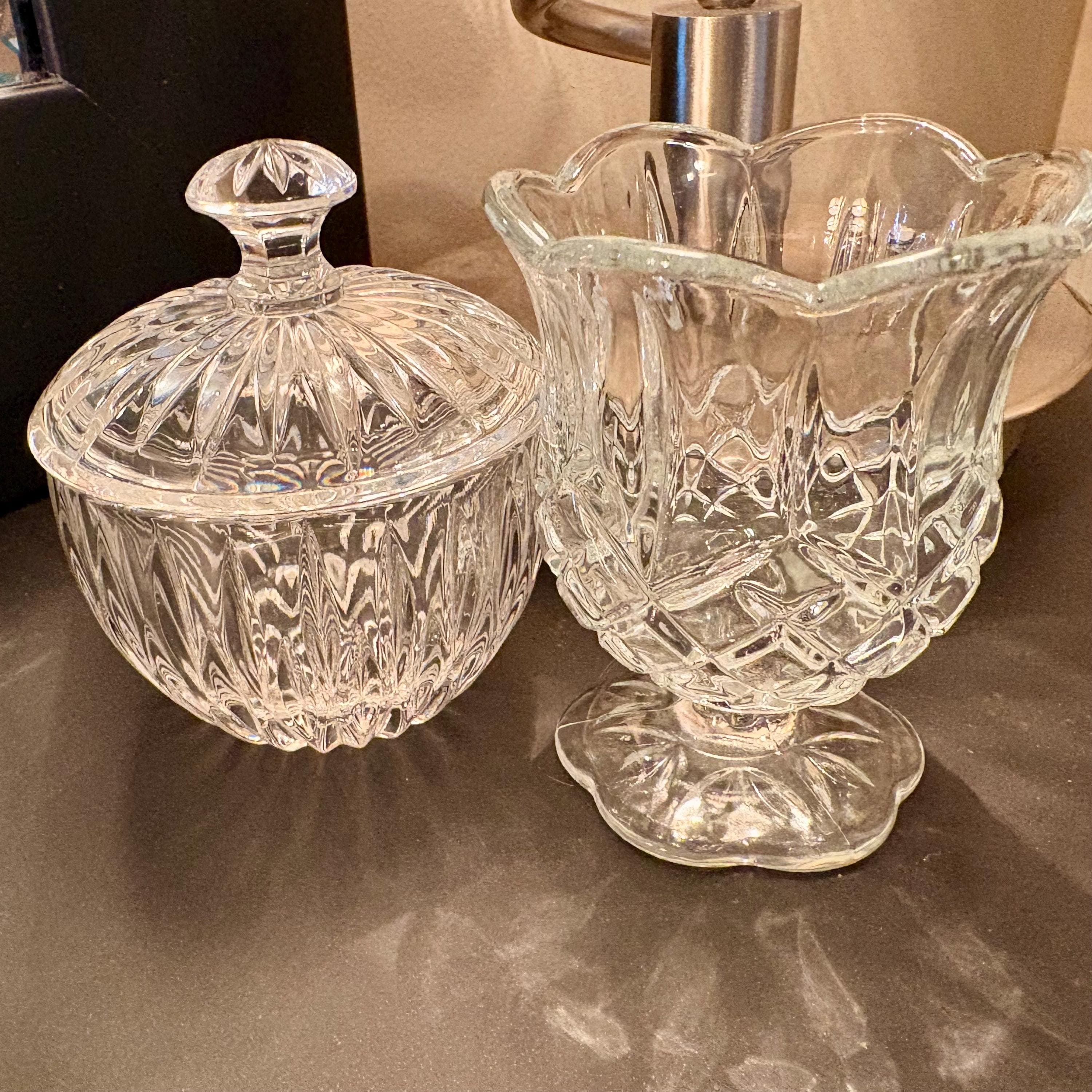 Vintage Home Interiors HOMCO Crystal Votive Holder & Princess House Starburst Crystal Dish - Thumbnail 2