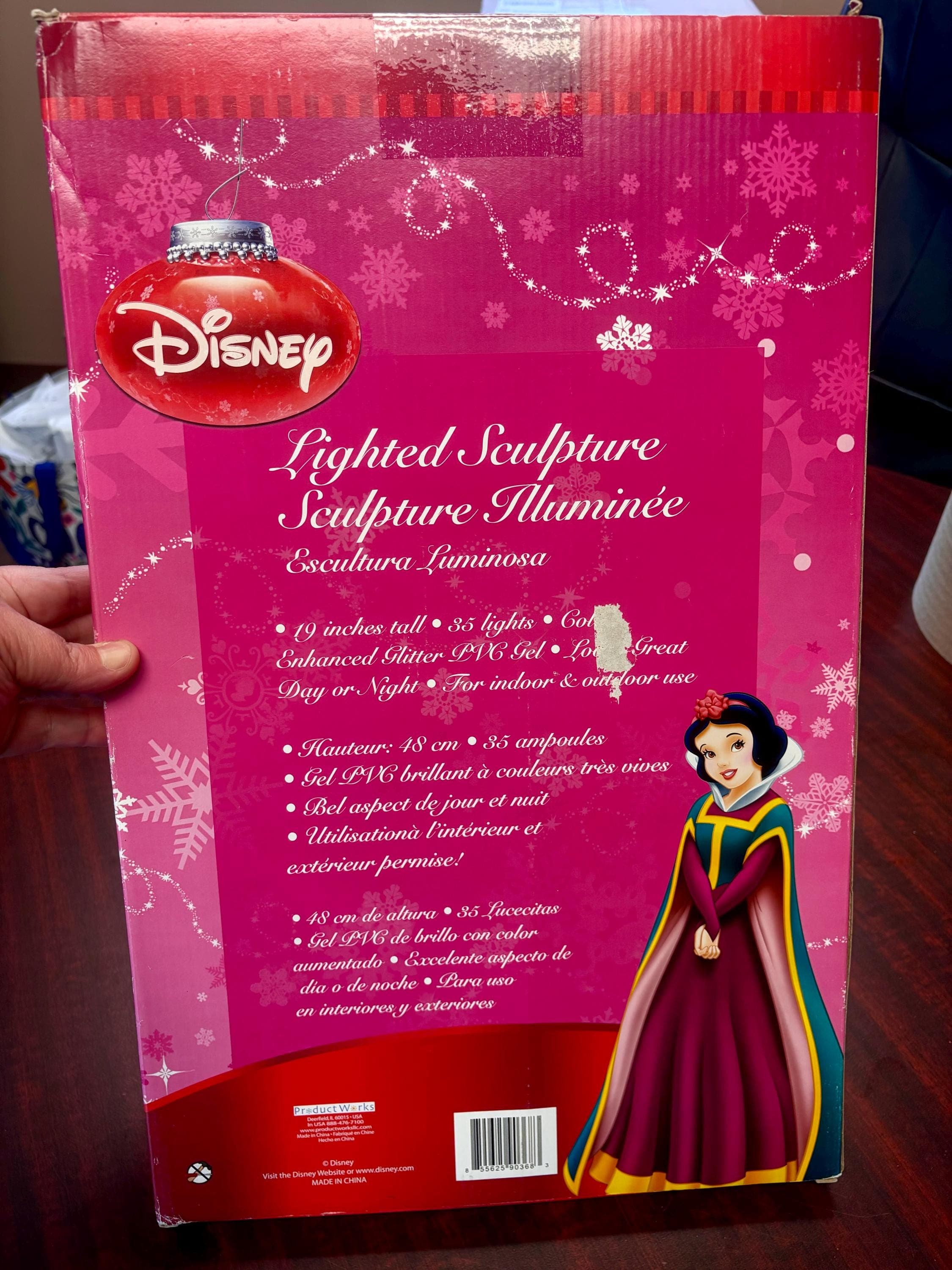 DISNEY'S Vintage Snow White Lighted Sculpture- Disneyana IOB 19 in. Tall & 35 Lights - Thumbnail 7