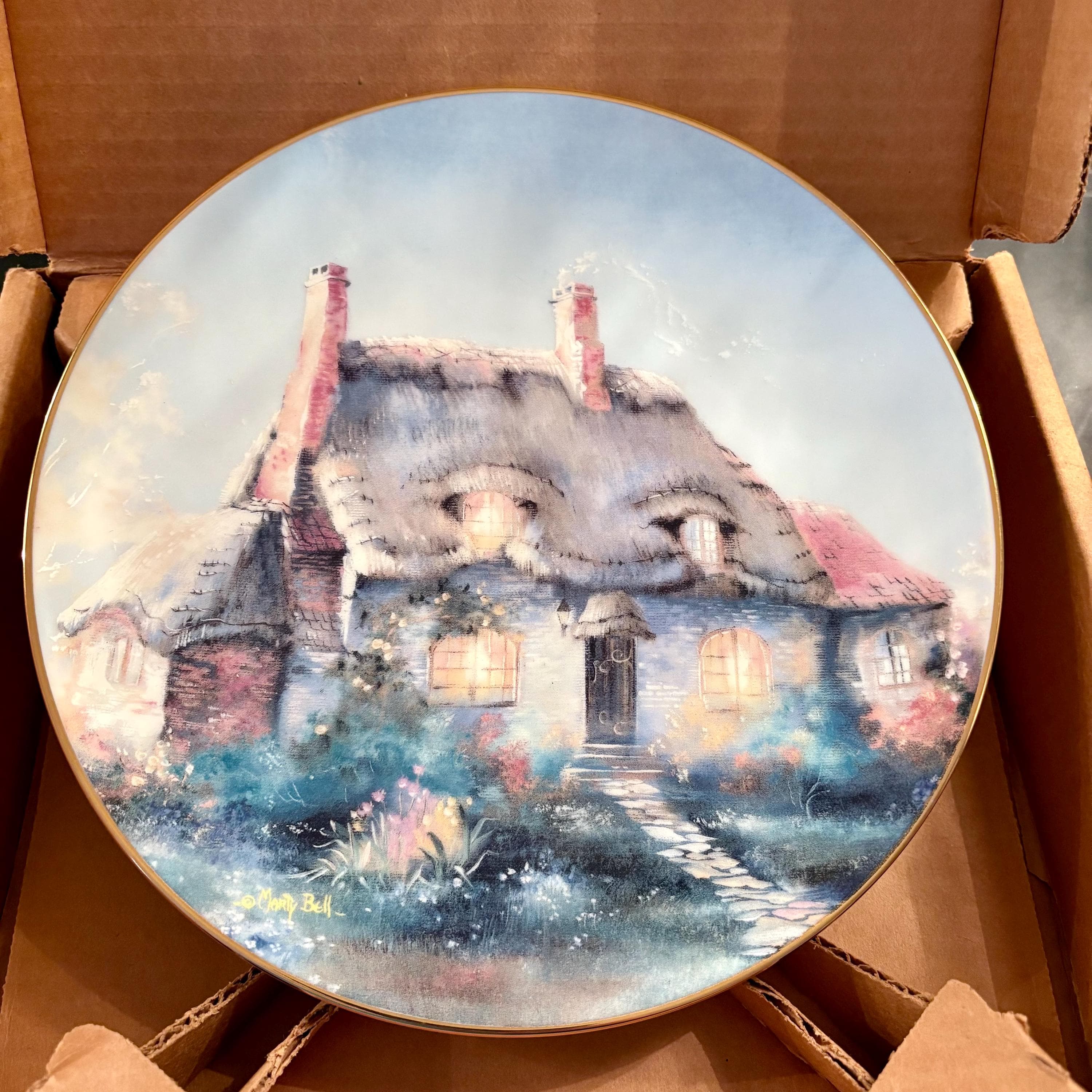 Marty Bell's "Lullabye Cottage" Hand Numbered, Trimmed in Gold from 1991- Boy Nursery Decor - Thumbnail 3