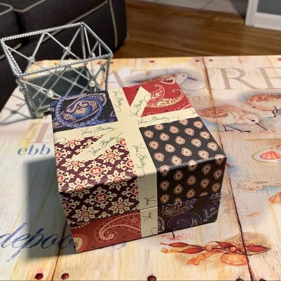 Vera Bradley Vintage Gift Set In Original Box~ 3 Quilted Pattern Watch Bands & Square Face Silver Watch- Retired Patterns Vintage Collection - Thumbnail 7