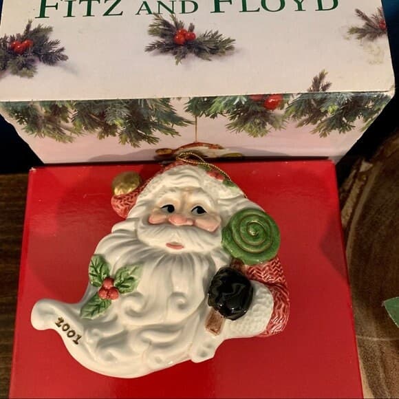 Vintage Fitz and Floyd Sugar Plum Santa Christmas Ornament - Boxed - Thumbnail 3