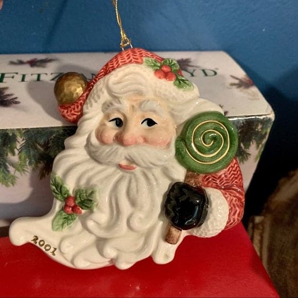 Vintage Fitz and Floyd Sugar Plum Santa Christmas Ornament - Boxed - Thumbnail 4