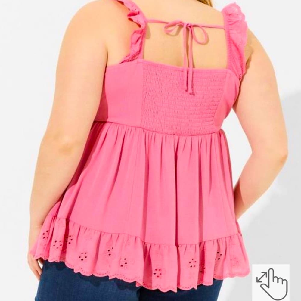 TORRID Eyelet Trim Top- Pink- 4X NWT Lace Bottom Longer Length - Thumbnail 5