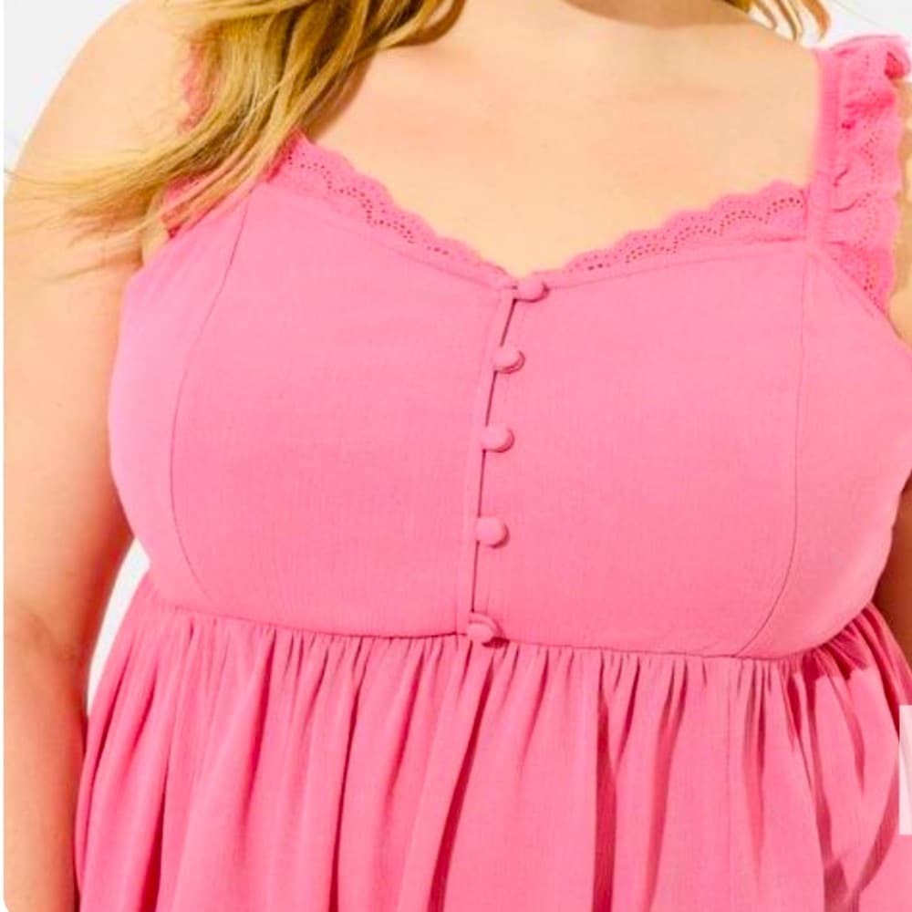 TORRID Eyelet Trim Top- Pink- 4X NWT Lace Bottom Longer Length - Thumbnail 2