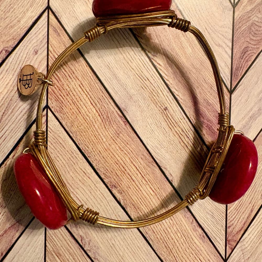 Bourbon and Bowties Pink Quartz and Cherry Bangle Stone Bracelets- - Thumbnail 3