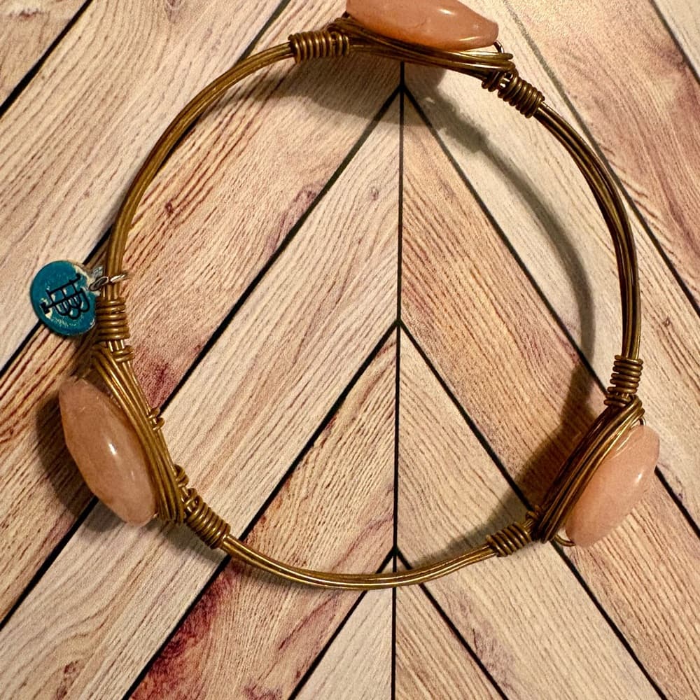 Bourbon and Bowties Pink Quartz and Cherry Bangle Stone Bracelets- - Thumbnail 4