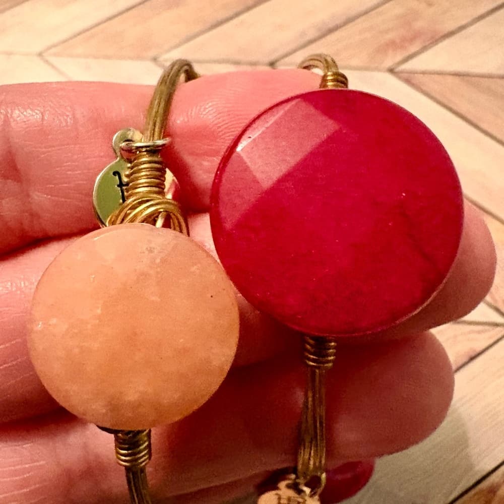 Bourbon and Bowties Pink Quartz and Cherry Bangle Stone Bracelets- - Thumbnail 8