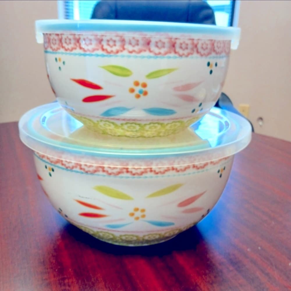 SPRINGFETTI! Temp-tations by Tara- 2 Mixing Serving Nesting Bowls Oven-to-Table - Thumbnail 3