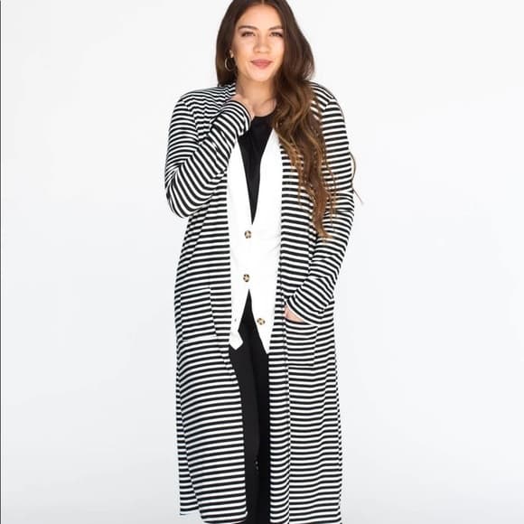 Agnes & Dora Dreamy Duster Black White Stripe - Thumbnail 4
