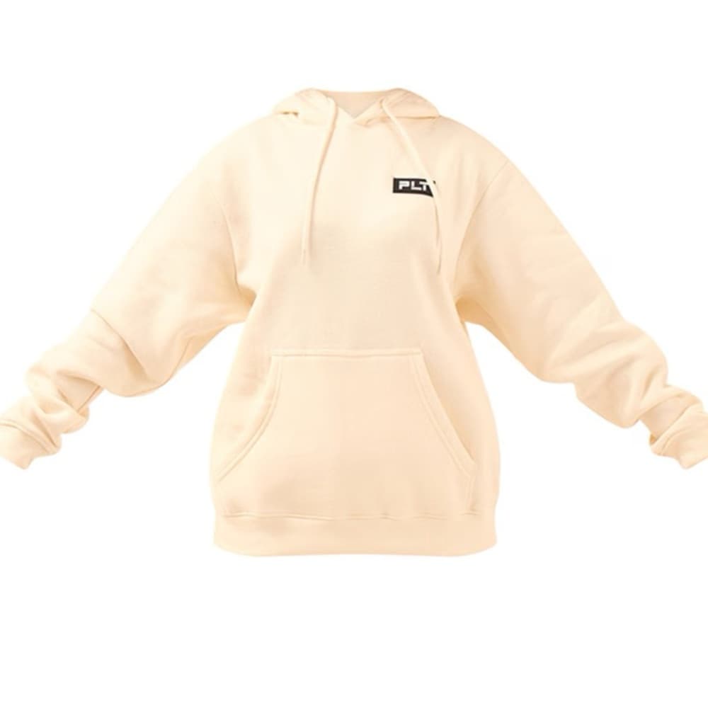 PRETTYLITTLETHING Cream LOGO Badge Detail Oversized Hoodie - Thumbnail 2