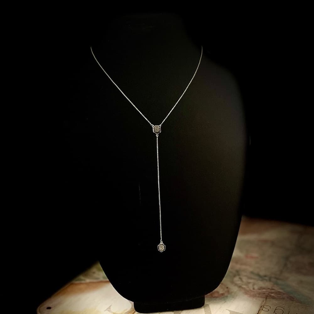 Kendra Scott "Tomon" Y Necklace Gold Chain Platinum Druzy Stone~ Adjustable - Thumbnail 2