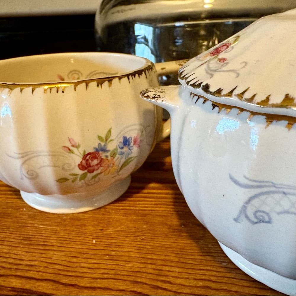 Limoges-American Jennie Lind Tea Set-Creamer & Lidded Sugar Bowl Circa 1948-1955 - Thumbnail 6