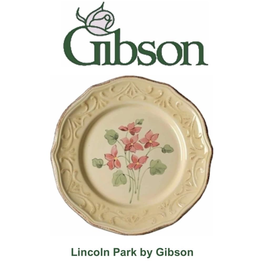 “Lincoln Park” Scalloped edge, pink flowers dinner plate by GIBSON DESIGNS - Thumbnail 3