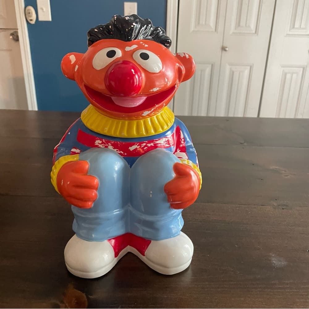 1986 Ernie Cookie Jar Vintage Sesame Street- Muppets Vintage Jim Henson - Thumbnail 7