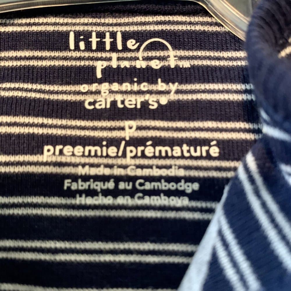 Organic Cotton NWT Little Planet Blue Stripe w/ Little Elephant Sleepers - Thumbnail 7
