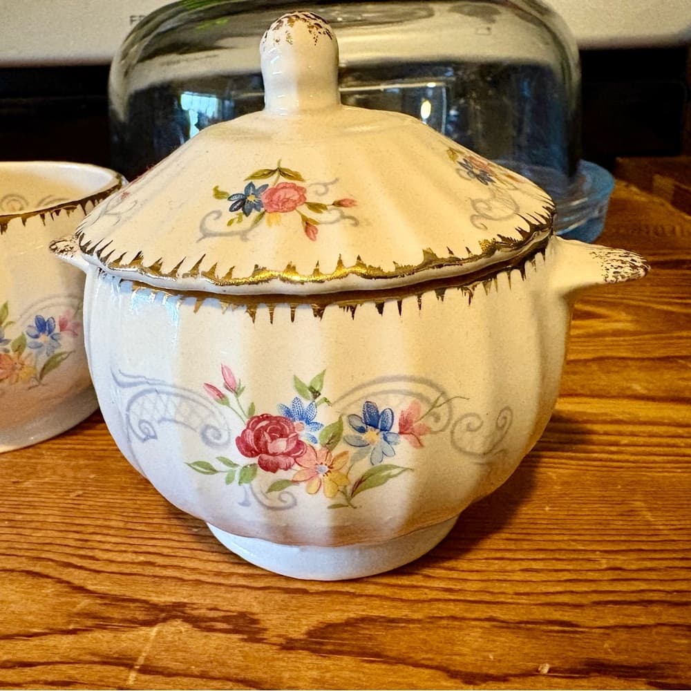 Limoges-American Jennie Lind Tea Set-Creamer & Lidded Sugar Bowl Circa 1948-1955 - Thumbnail 7