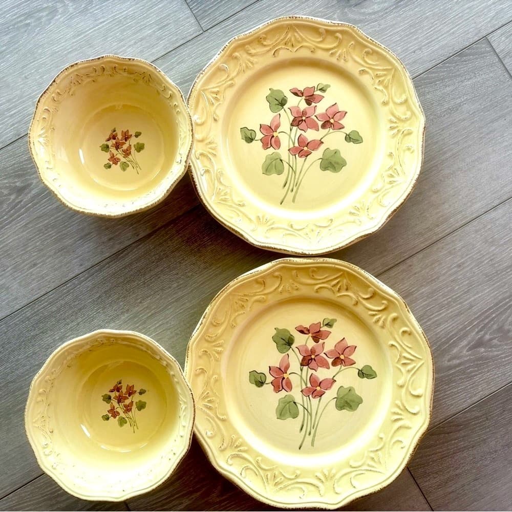 "Lincoln Park" collection by Gibson Designs 2 Dinner Plates 2 Soup Salad Bowls - Thumbnail 11