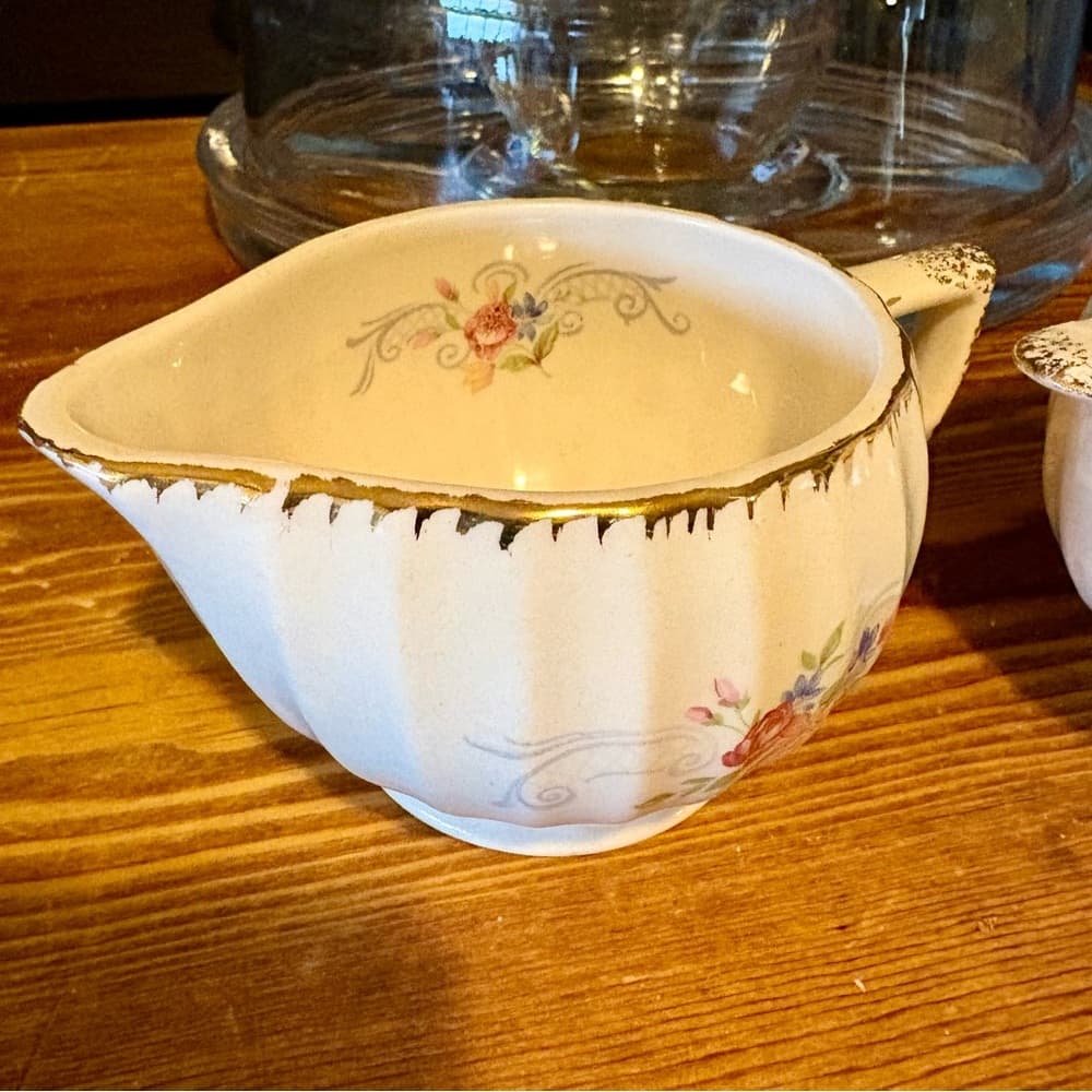 Limoges-American Jennie Lind Tea Set-Creamer & Lidded Sugar Bowl Circa 1948-1955 - Thumbnail 2