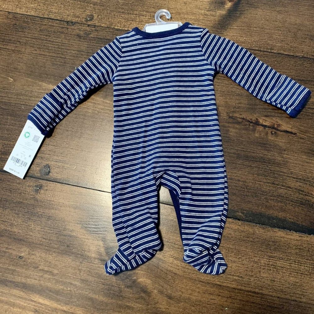 Organic Cotton NWT Little Planet Blue Stripe w/ Little Elephant Sleepers - Thumbnail 4