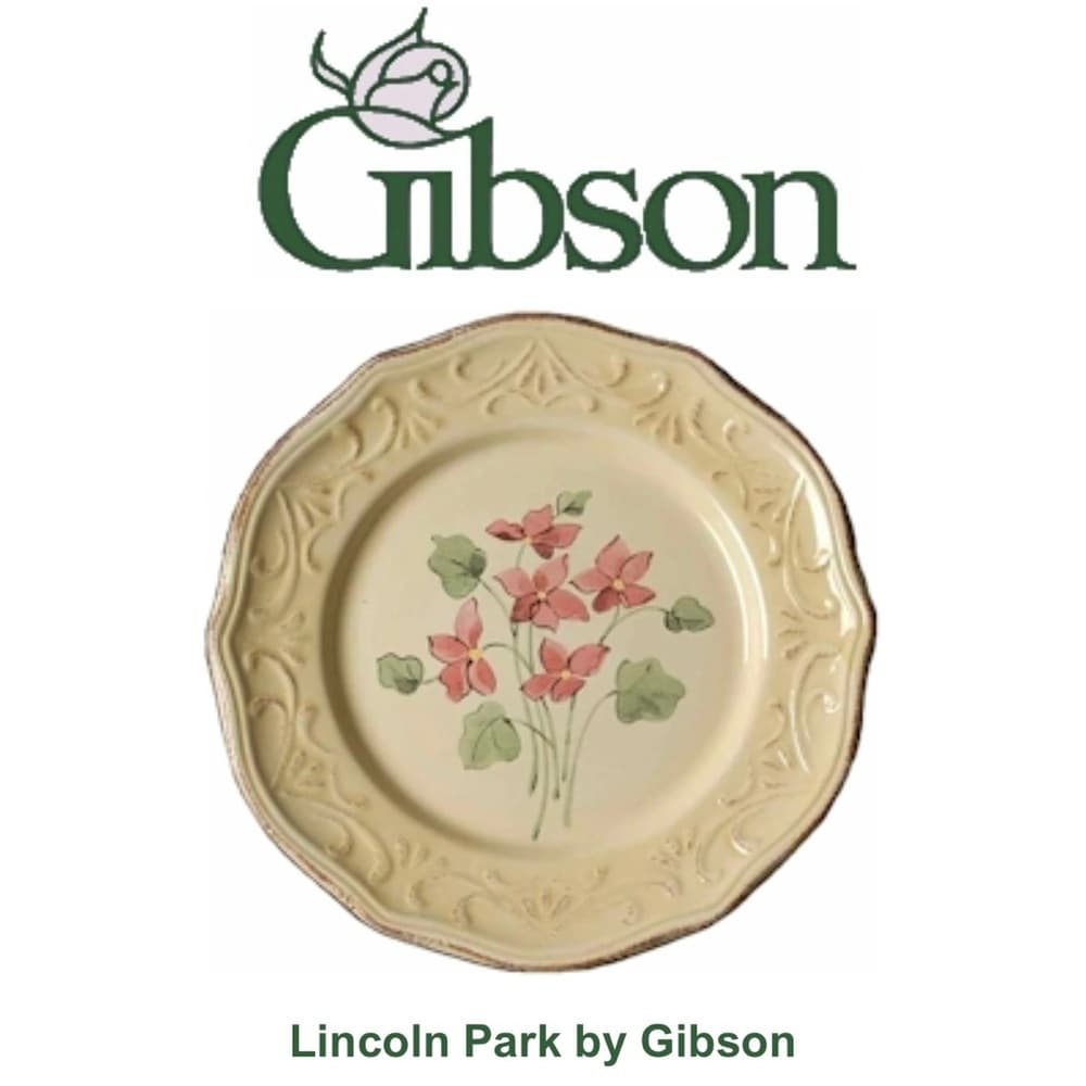 "Lincoln Park" collection by Gibson Designs 2 Dinner Plates 2 Soup Salad Bowls - Thumbnail 9