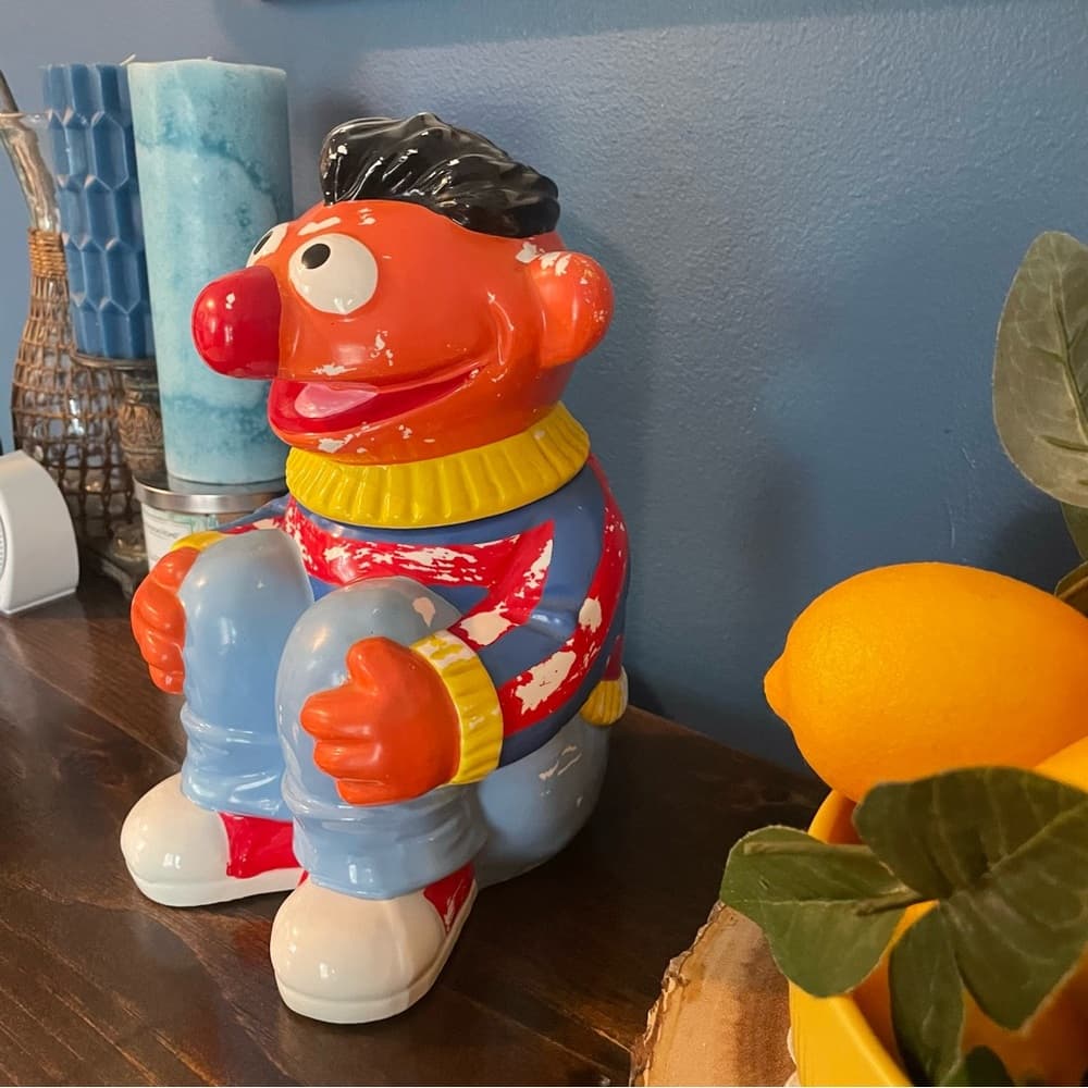 1986 Ernie Cookie Jar Vintage Sesame Street- Muppets Vintage Jim Henson - Thumbnail 2