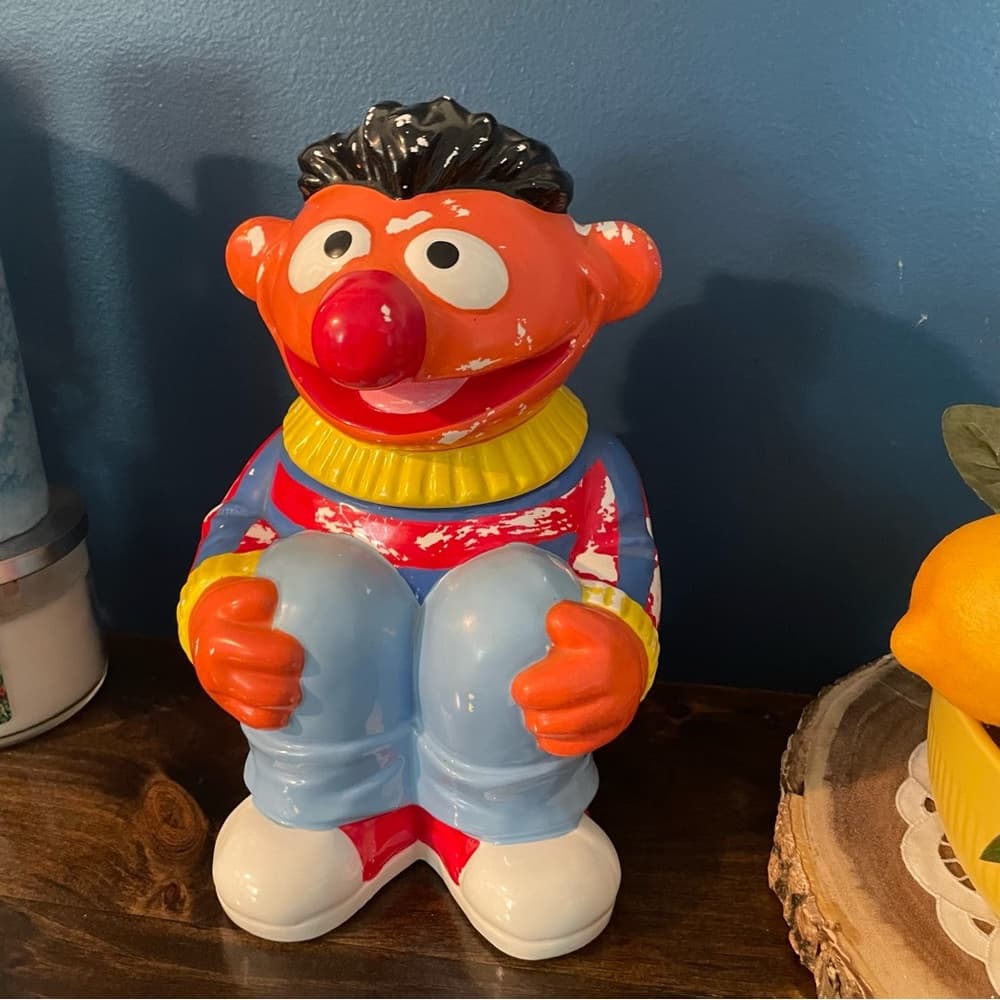 1986 Ernie Cookie Jar Vintage Sesame Street- Muppets Vintage Jim Henson - Thumbnail 5