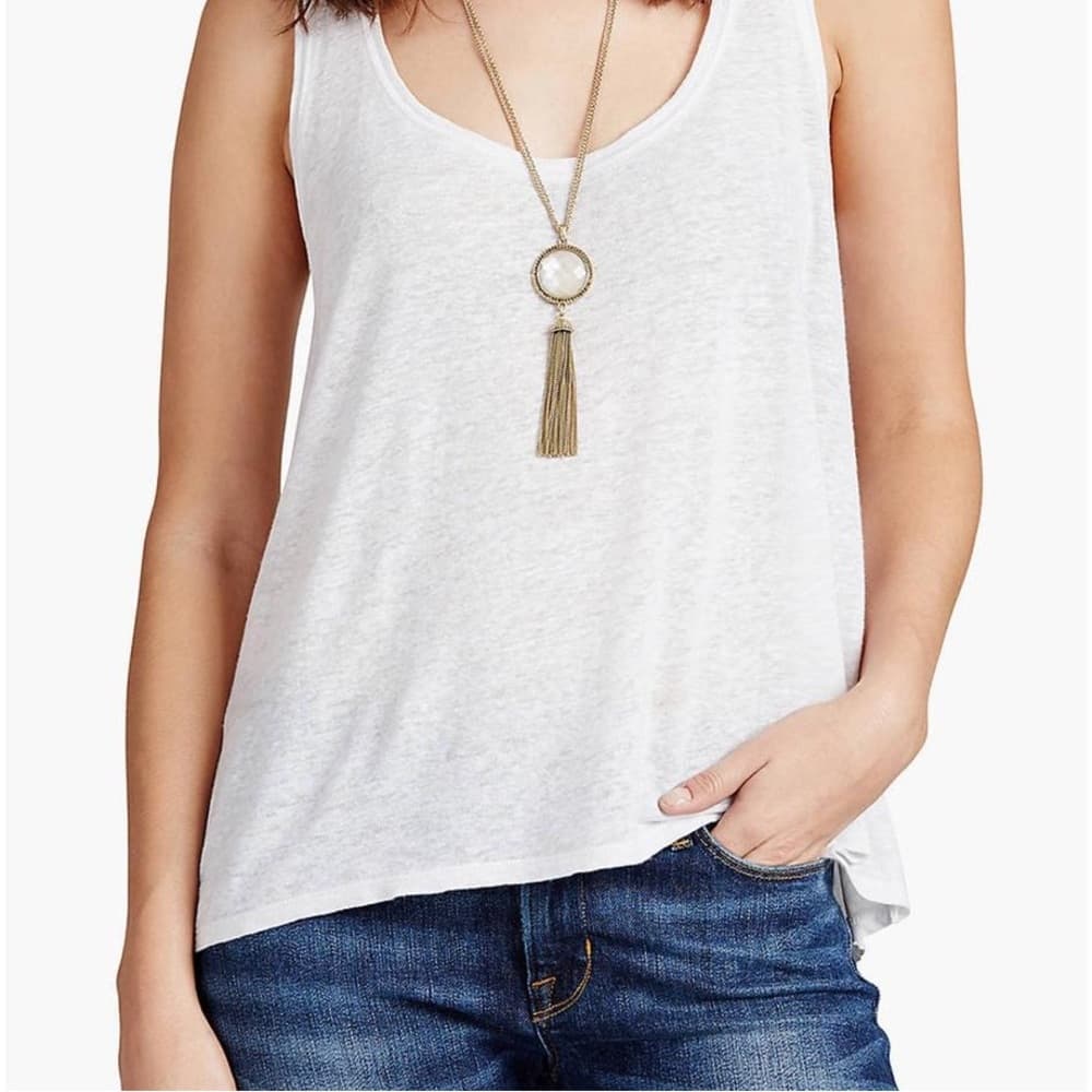 Lucky Brand Stone And Chain Tassel Necklace With Marcasite Rhinestones - Thumbnail 4