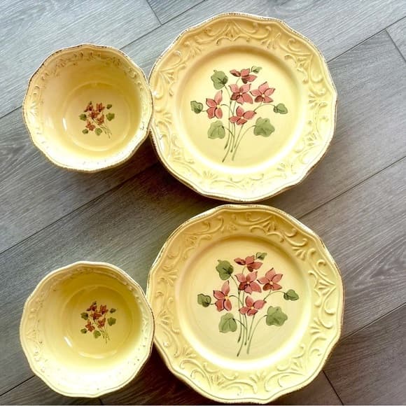 "Lincoln Park" collection by Gibson Designs 2 Dinner Plates 2 Soup Salad Bowls - Thumbnail 12