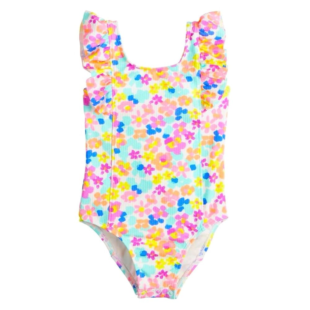 Jumping Beans Ribbed Ruffle Trimmed One Piece Swimsuit Toddler 18 months NWT - Thumbnail 2