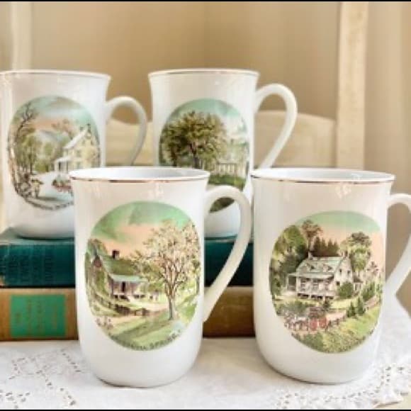 Currier & Ives Four Seasons Porcelain Mugs - Thumbnail 6