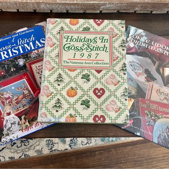 3 Cross-Stitch Hardback Vintage Books- Holiday & Christmas Patterns 1987-90’s - Thumbnail 13