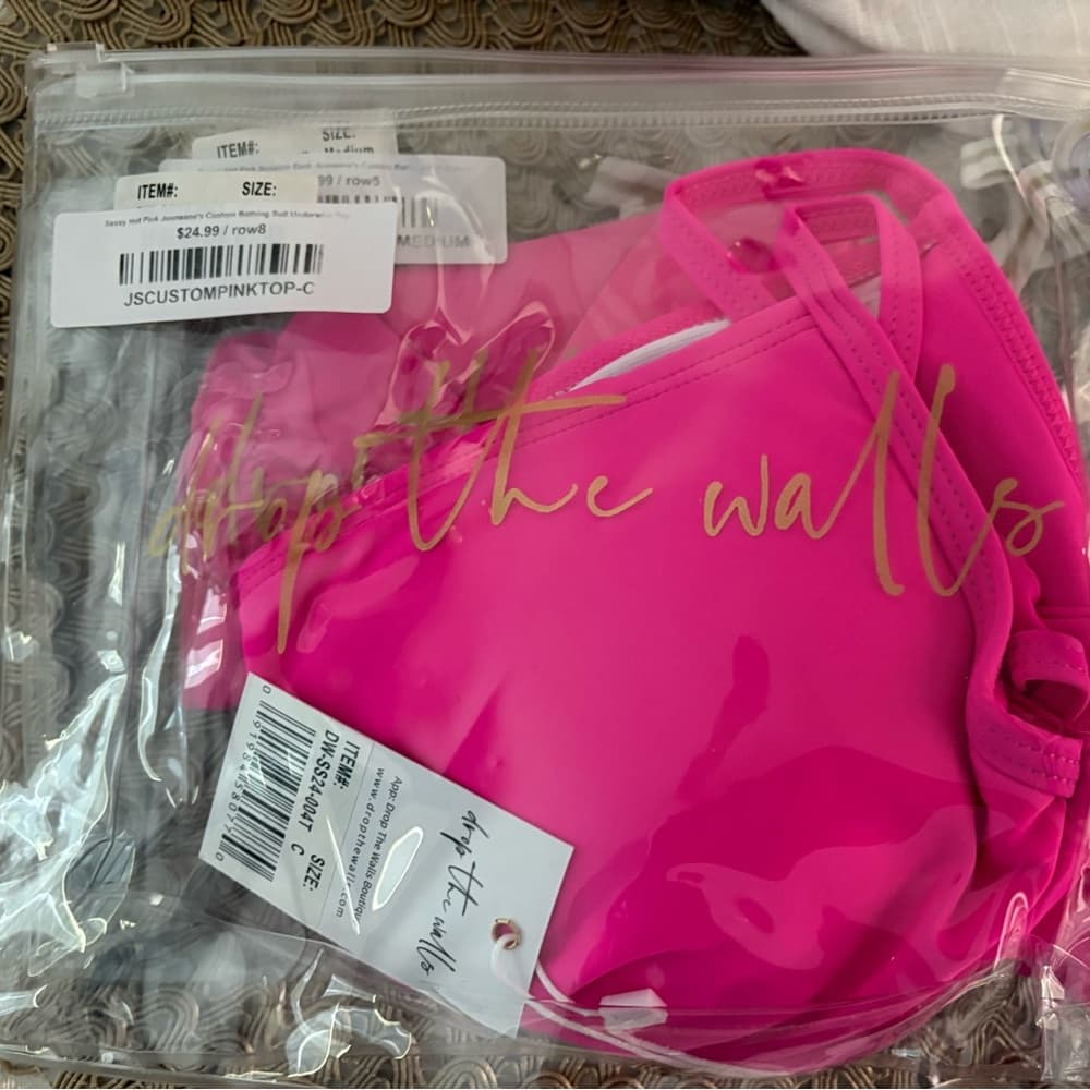 NWT Hot Pink Bathing Suit Top and Bottoms~ Barbie Pink Two Piece Set Bikini - Thumbnail 3