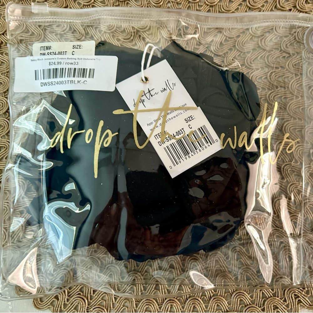 NWT Sassy Black Custom Scrunch Bikini Ruffle Bottom Underwire Top Black 2 pc Set - Thumbnail 2