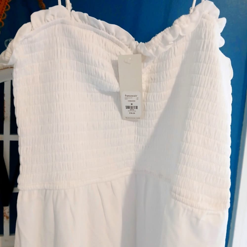 White Smocked Midi Dress~ NWT - Thumbnail 3