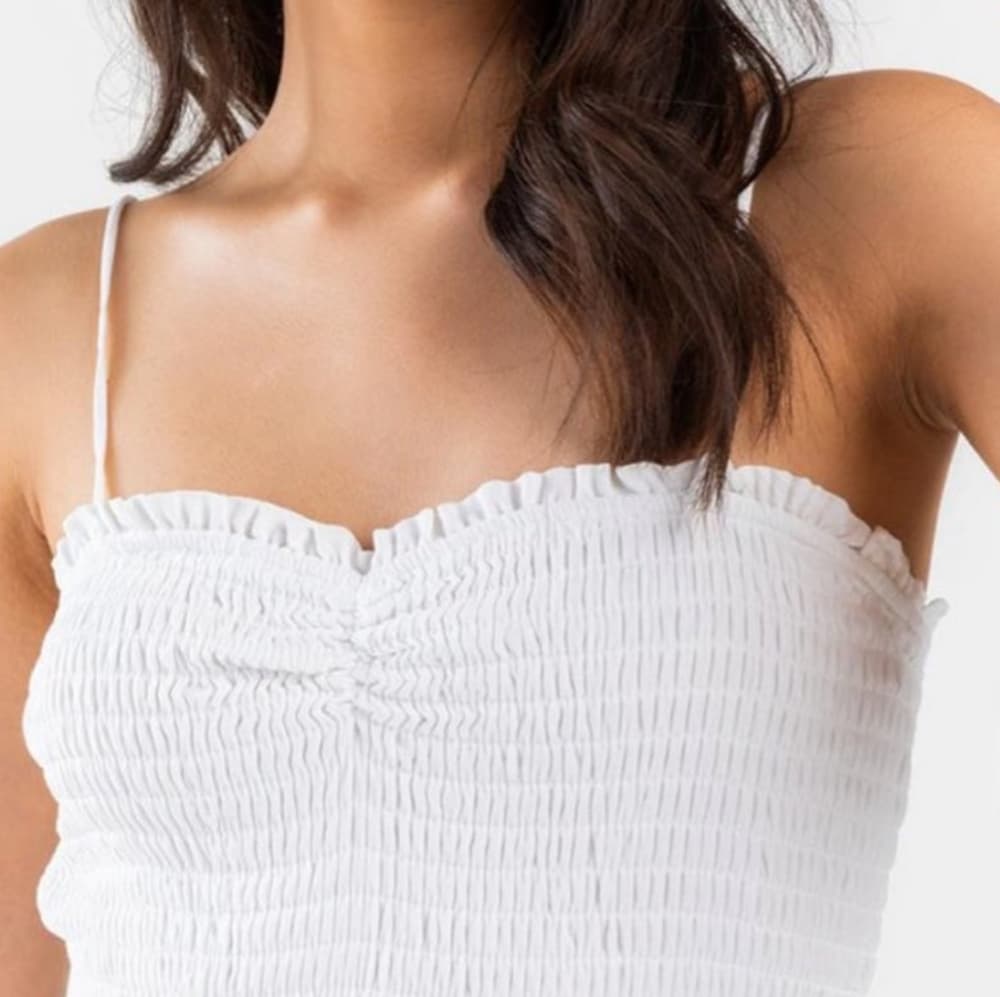 White Smocked Midi Dress~ NWT - Thumbnail 2