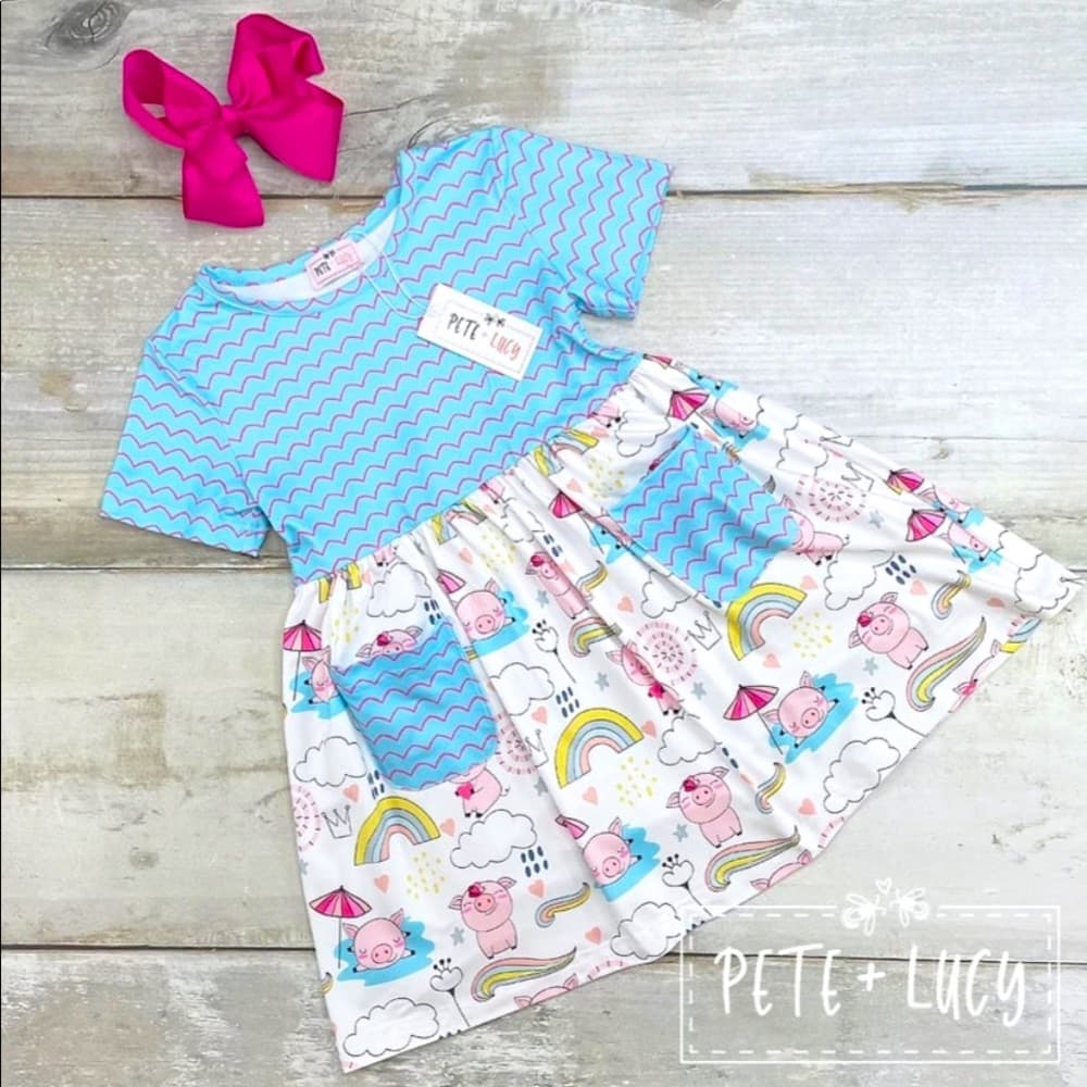 “Piggy Party” NWT Boutique Dress by Pete + Lucy Girls 10/12 - Thumbnail 6
