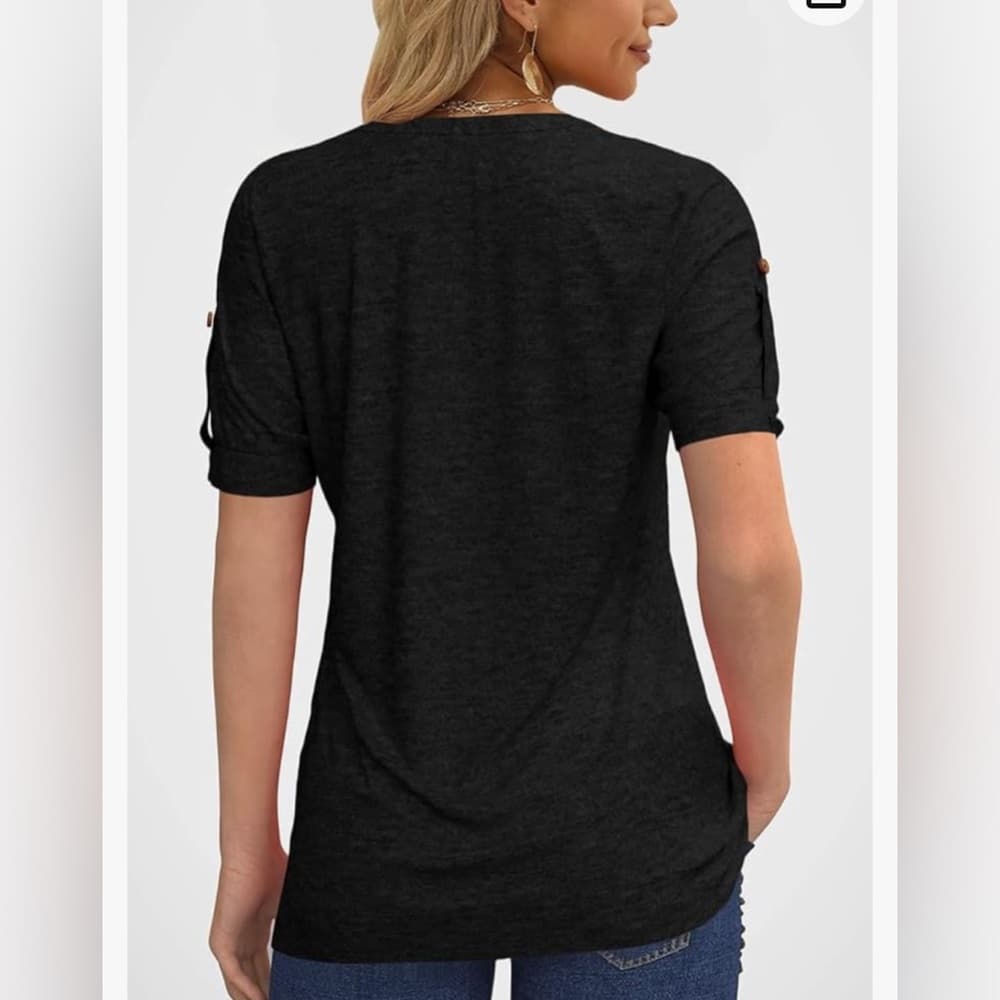 Pleated Pin-Tuck Shirts- Cute Button Detail- Two Shirts 1 Black 1 Burgundy - Thumbnail 5