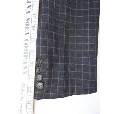 VTG Ermenegildo Zegna High Performance Blazer Men Dark Grey Plaid Wool Blend XL - Thumbnail 15