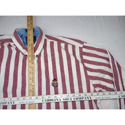 Vintage Chaps Ralph Lauren Men's Striped Button Down Shirt Long Sleeve Size L - Thumbnail 8