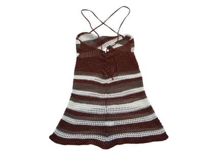 Handmade Crochet Striped Summer Dress - Thumbnail 2