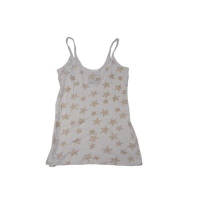 Y2K No Boundaries White Glitter Star Print Spaghetti Strap Camisole Top S 3-5 - Thumbnail 3