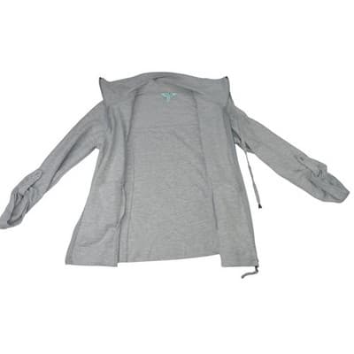 Coral Bay Energy Gray Full Zip Mock Neck Lace Up Side Jacket PS - Thumbnail 2