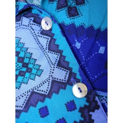 VTG Maygene Geometric Print Short Sleeve Button Up Shirt Women's Size Small Blue - Thumbnail 5