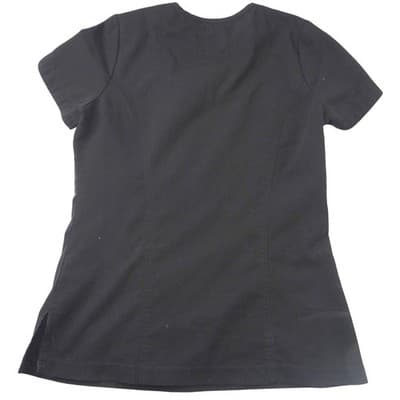 Betsey Johnson Black V Neck Scrub Top Short Sleeve Lips Roses Print XXS - Thumbnail 3