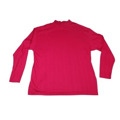 Vintage Women's Red Mock Neck Ribbed Long Sleeve Casual Top Shirt XL - Thumbnail 4