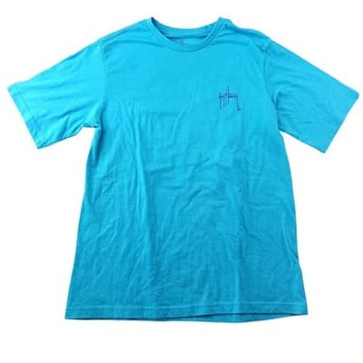 Guy Harvey Youth XL Turquoise Blue Marlin Fish Graphic Short Sleeve T-Shirt - Thumbnail 2