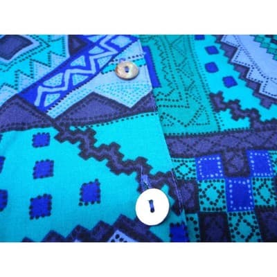 VTG Maygene Geometric Print Short Sleeve Button Up Shirt Women's Size Small Blue - Thumbnail 4